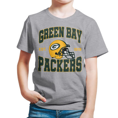 Picture of Junk Food Clothing x NFL - Green Bay Packers - Team Helmet - Kids Short Sleeve T-Shirt for Boys and Girls - Size Large