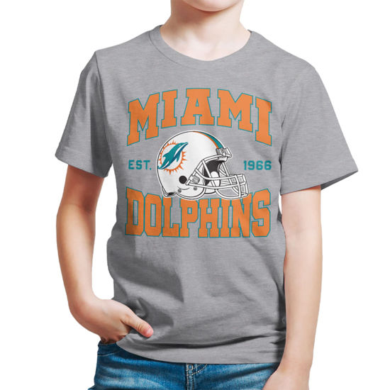 Picture of Junk Food Kids' Soft Cotton Blend Crew Neck T-Shirt, Miami Dolphins-Athletic Heather X-Large
