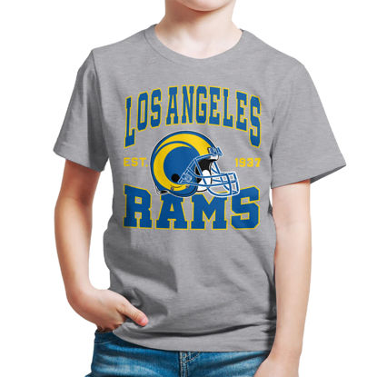 Picture of Junk Food Clothing x NFL - Los Angeles Rams - Team Helmet - Kids Short Sleeve T-Shirt for Boys and Girls - Size Small