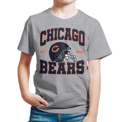 Picture of Junk Food Clothing x NFL - Chicago Bears - Team Helmet - Kids Short Sleeve T-Shirt for Boys and Girls - Size Large