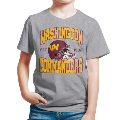 Picture of Junk Food Clothing x NFL - Washington Commanders - Team Helmet - Kids Short Sleeve T-Shirt for Boys and Girls - Size X-Large