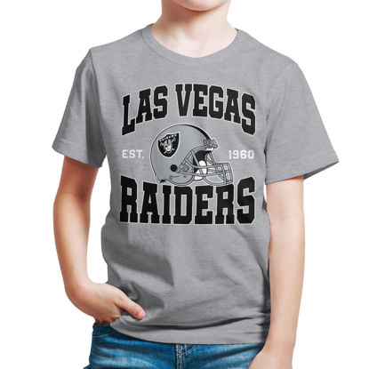 Picture of Junk Food Clothing x NFL - Las Vegas Raiders - Team Helmet - Kids Short Sleeve T-Shirt for Boys and Girls - Size Large