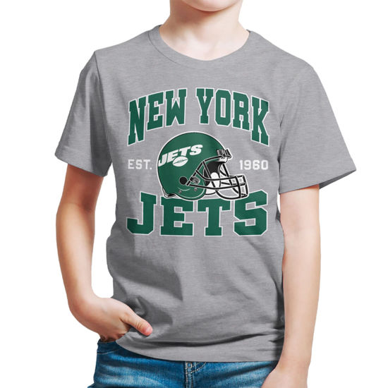 Picture of Junk Food Clothing x NFL - New York Jets - Team Helmet - Kids Short Sleeve T-Shirt for Boys and Girls - Size Small