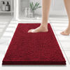 Picture of Smiry Luxury Chenille Bath Rug 24''x16'', Extra Soft and Absorbent Shaggy Bathroom Mat Rugs, Machine Washable, Non-Slip Plush Carpet Runner for Tub, Shower, and Bath Room, Red