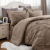 Picture of Bedsure Full Size Comforter Sets - Bedding Sets Full 7 Pieces, Pintuck Bed in a Bag Brown Bed Set with Comforter, Sheets, Pillowcases & Shams