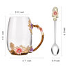 Picture of OEAGO Purple Gifts for Women Mom Mothers Day Glass Coffee Enamels Mug Best Birthday Flower Gifts for Her from Daughter Son Lead-Free Christmas Tea Cup with Spoon Set