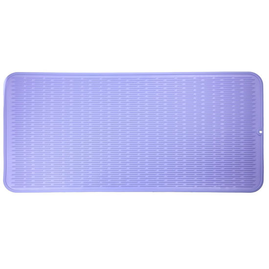 Picture of MicoYang Silicone Dish Drying Mat for Multiple Usage,Easy clean,Heat-resistant Silicone Mat for Kitchen Counter or Sink,Refrigerator or Drawer Liner Light Purple XXXXXL 36inches x 18inches