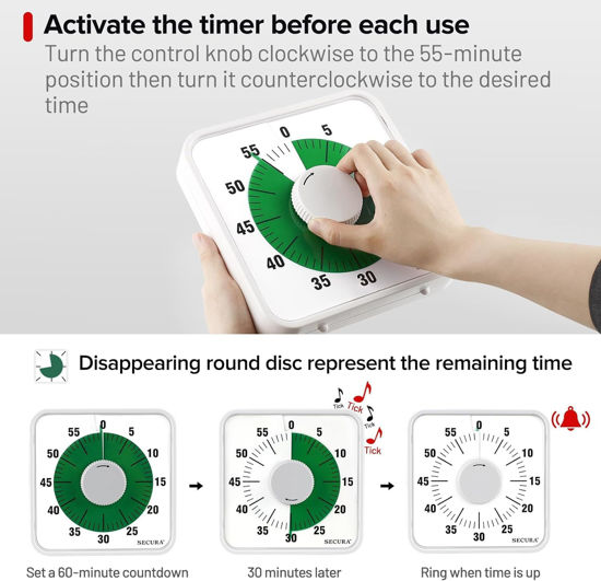 GetUSCart- Secura 7.5 Inch Visual Timer, 60 Minute Oversize Visual ...