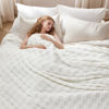 Picture of Bedsure White Fleece Blanket for Couch - Super Soft Cozy Queen Blankets for Women, Cute Small Throws for Girls, 90x90 Inches
