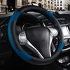 Picture of Leather Car Steering Wheel Cover, Non-Slip Car Wheel Cover Protector Breathable Microfiber Leather Universal Fit for Most Cars (Blue-2)