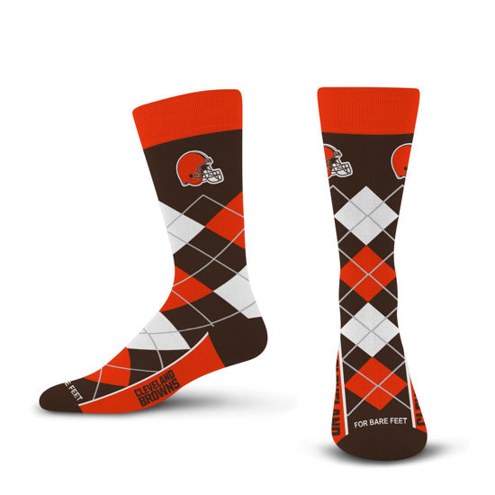 Picture of For Bare Feet NFL CLEVELAND BROWNS Argyle Remix Premium Dress Sock Team Color OSFM