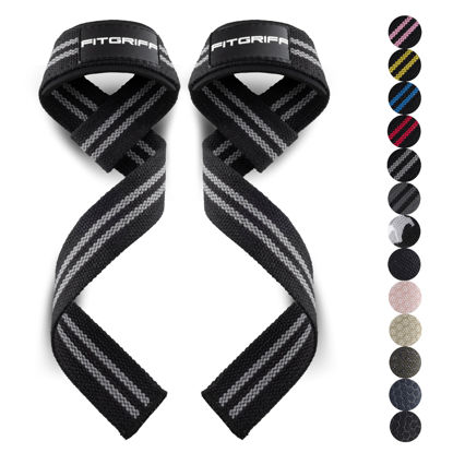 Picture of Fitgriff® Lifting Wrist Straps for Weightlifting, Gym, Deadlift, Workout (Made of Premium Cotton & Padded) - Men & Women (Standard, Black/Grey)