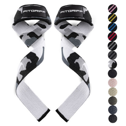 Picture of Fitgriff® Lifting Wrist Straps for Weightlifting, Gym, Deadlift, Workout (Made of Premium Cotton & Padded) - Men & Women (Standard, Grey-Camo)