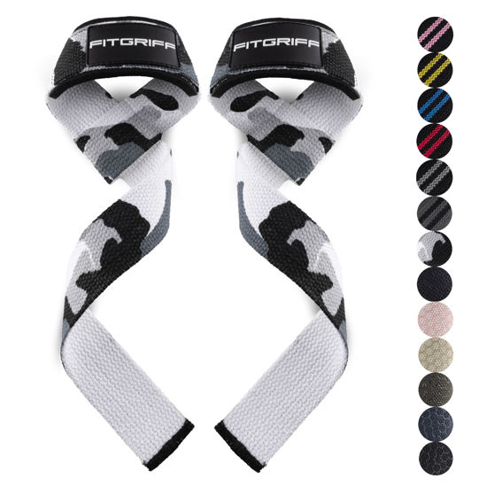 Picture of Fitgriff® Lifting Wrist Straps for Weightlifting, Gym, Deadlift, Workout (Made of Premium Cotton & Padded) - Men & Women (Standard, Grey-Camo)