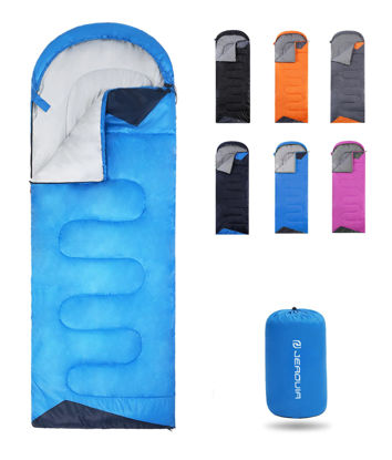 Picture of Sleeping Bag for Kids Adults Boys Girls Youth, Cold&Warm Weather, Backpacking Ultralight Lightweight Compact Waterproof for Camping Hiking - (Summer, Spring, Fall) - 50 Degree