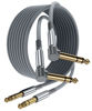 Picture of Elebase 1/4 Inch TRS Instrument Cable 30ft 2-Pack,Right-Angled to Straight 6.35mm Male Jack Stereo Audio Cord,6.35 Balanced Interconnect Line for Electric Guitar,Bass,Keyboard,Mixer,Amplifier,Speaker