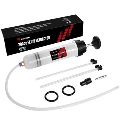 Picture of Thorstone Automotive Fluid Extractor Pump with Long Rubber Hose, Oil Change Syringe with Hose, Manual Fuel Suction & Filler, Fluid Oil Change Evacuator (7 Oz./0.21 Qt./200 CC)