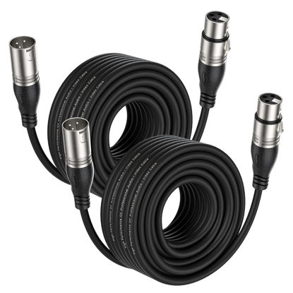 Picture of EBXYA XLR Cable 50ft 2 Packs - Premium Balanced Microphone Cable with 3-Pin XLR Male to Female Mic Speaker Cable, Black