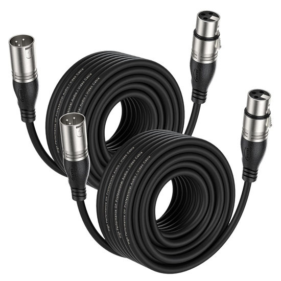 Picture of EBXYA XLR Cable 50ft 2 Packs - Premium Balanced Microphone Cable with 3-Pin XLR Male to Female Mic Speaker Cable, Black