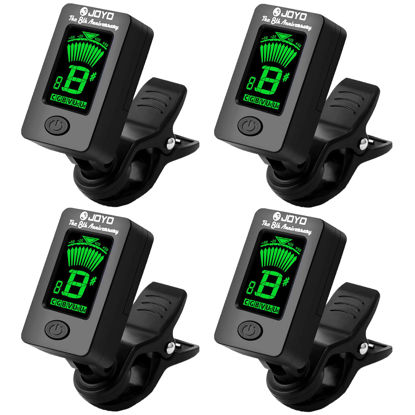 Picture of JOYO Clip on Guitar Tuner for Ukulele, Violin, Mandolin, Guitar, Bass, Digital Electronic Chromatic Tuner (JT-01, Black, 4PCS)