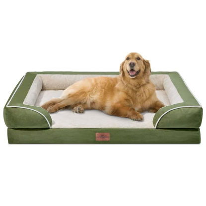 Picture of Comfort Expression Orthopedic Dog Beds Extra Large, XL Dog Bed, Waterproof Dog Bed with Bolster, Washable Dog Bed Sofa with Removable Cover & Non-Slip Bottom(X-Large,Light Green)
