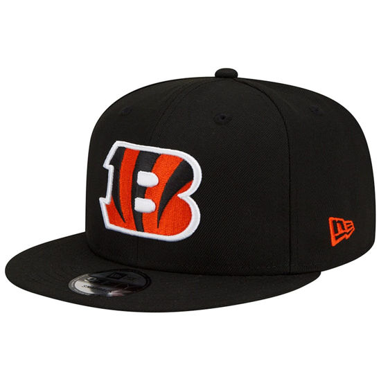 Picture of New Era NFL 9FIFTY Team Color Adjustable Snapback Hat Cap - One Size (US, Alpha, One Size, Cincinnati Bengals - Black)