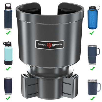 Picture of Upgraded Car Cup Holder Expander Adapter with Offset Adjustable Base, Compatible with Yeti 14/24/36/46oz Ramblers, Hydro Flasks 32/40oz, Other Large Bottles Mugs in 3.5"-4.0", Silver 1 Pack