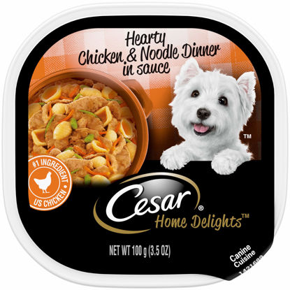 Picture of CESAR HOME DELIGHTS Adult Wet Dog Food Hearty Chicken & Noodle Dinner in Sauce, 3.5 oz. Easy Peel Trays, Pack of 24