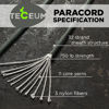 Picture of TECEUM Paracord 550 (750) Dark Grey - 200 ft - 4mm - 100% Nylon Strong Tactical MIL-SPEC Parachute Cord - Survival Rope Emergency para Cord 11 Strands Core EDC Camping Hiking Military Gear 030a