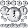 Picture of MTLEE 20 Pcs Christmas Hanging Mirror Disco Ball Ornaments New Years Eve Assorted Silver Mini Glass Disco Balls Decoration Different Sizes Reflective with Rope(4 Inch, 3. 2 Inch, 2 Inch)