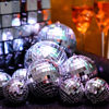 Picture of MTLEE 20 Pcs Christmas Hanging Mirror Disco Ball Ornaments New Years Eve Assorted Silver Mini Glass Disco Balls Decoration Different Sizes Reflective with Rope(4 Inch, 3. 2 Inch, 2 Inch)