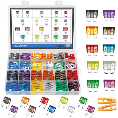 Picture of 266 Pcs Car Fuses Assortment Kit - Blade Fuses Automotive - Standard and Mini Auto Fuse (2A/3A/5A/7.5A/10A/15A/20A/25A/30A/40AMP) Replacement Fuses for Tool/Auto/Boat/Truck/RV Accessories