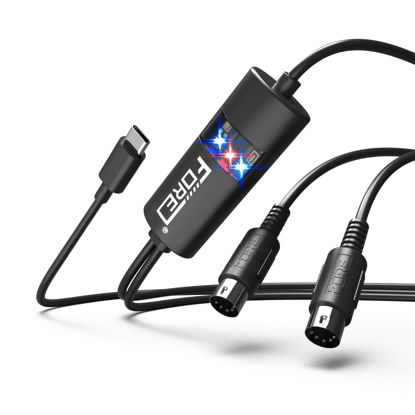 Picture of FORE Type-C to MIDI Interface MIDI Cable Adapter with Input&Output Connecting with Keyboard/Synthesizer for Editing&Recording Track Work with Windows/Mac OS for Studio Type-C Color Balck - 6.5Ft