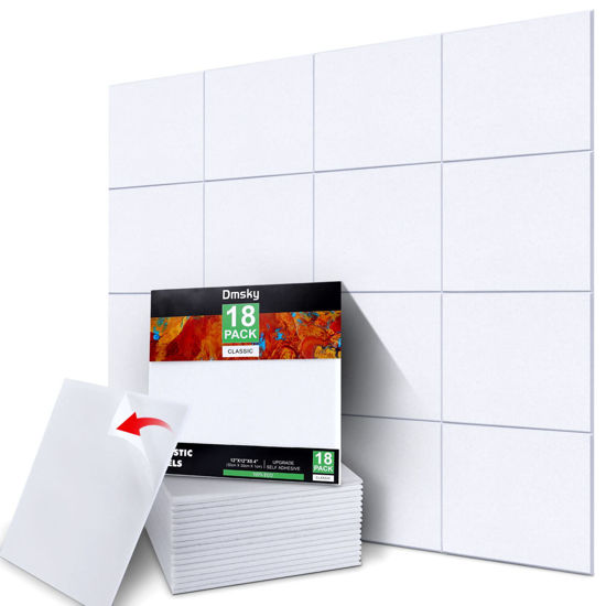 Picture of 18 Pack White Acoustic Panels 12"X12"X 0.4"Soundproof Wall Panels Wall Decoration Sound Absorbing Panel High-Density Sound Deadening Panels Acoustic Treatment Panel For Home Studio