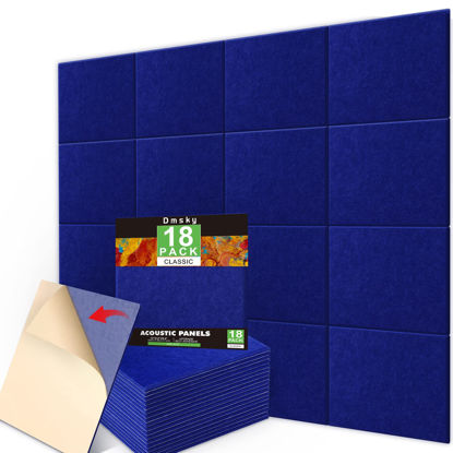 Picture of 18 Pack Acoustic Panels Sound Absorbing Panels 12"X12"X 0.4"Soundproof Wall Panels Wall Decoration Sound Deadening Panels High-Density Sound Panels Acoustic Panels for Wall and Ceiling(Blue)