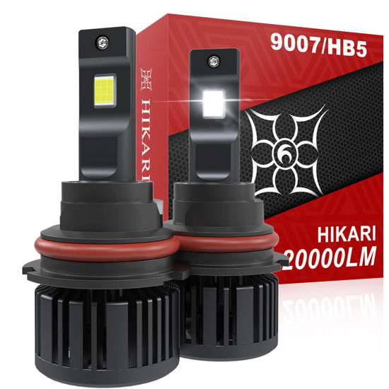 Picture of Hikari 2025 20000LM 9007 HB5 Dual Beam LED Bulbs, Fog Light, 45W Upgraded Core-9 LED, High Lumens LED Kit, 6000k Cool White, IP68 Waterproof, Foglight