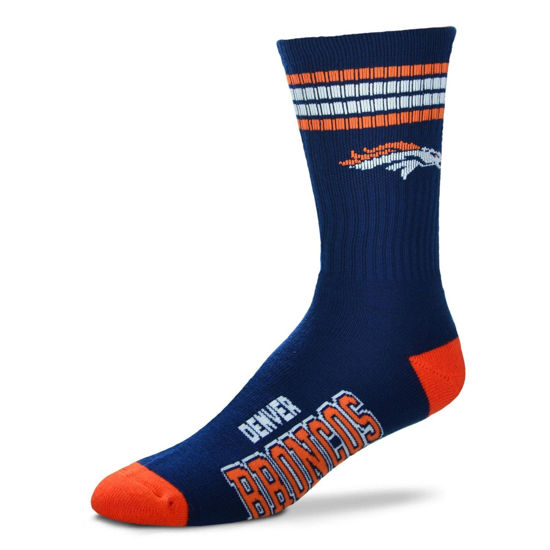 Picture of For Bare Feet NFL 4 Stripe Deuce Crew Sock, Denver Broncos, Large