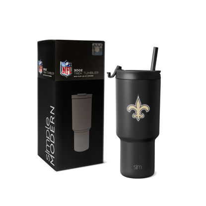 Picture of Simple Modern Officially Licensed NFL New Orleans Saints 30 oz Tumbler with Flip Lid and Straws | Insulated Cup Stainless Steel | Gifts for Men Women | Trek Collection | New Orleans Saints