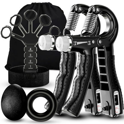 Picture of Acotant Grip Strength Trainer(5 Pack) with Finger Exerciser, Hand Grip Strengthener, Finger Stretcher,Grip Ring & Stress Relief Ball for Muscle Building and Injury Recover with Carry Bag