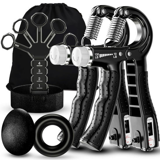 Picture of Acotant Grip Strength Trainer(5 Pack) with Finger Exerciser, Hand Grip Strengthener, Finger Stretcher,Grip Ring & Stress Relief Ball for Muscle Building and Injury Recover with Carry Bag