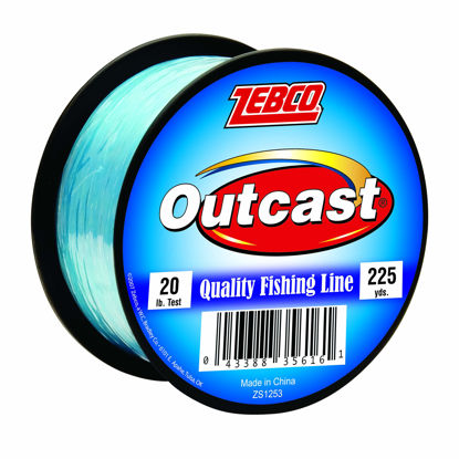 Picture of Zebco Outcast Monofilament Fishing Line, 225-Yards, 20-Pound, Low Memory and Stretch, High Tensile Strength, Blue