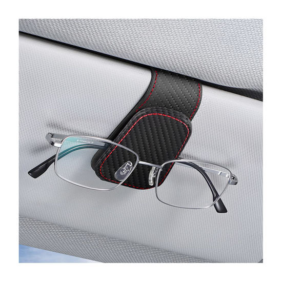 Picture of AICEL Sunglasses Holders for Car Sun Visor, Leather Eyeglasses Hanger Mounter, Magnetic Glasses Holder and Ticket Card Clip, Auto Interior Accessories Universal for SUV Pickup Truck