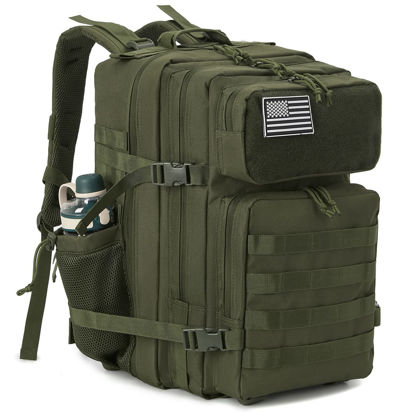 Picture of QT&QY Military Tactical Backpacks For Men Molle Daypack 45L Large 3 Day Bug Out Bag Hiking Rucksack With Bottle Holder