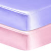 Picture of GUNTAIL 2 Pack Satin Soft Crib Sheet for Baby with Sensitive Hair Silky Baby Mattress Sheet Pink and Violet Unisex 52’’x28’’x8’’ Fitted Sheets