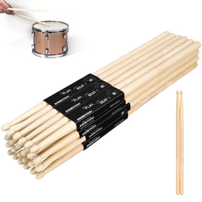 Picture of 12 Pairs Drum Sticks, 5A Drum Sticks, Oval Wood Tip Drum Stick for Drums, Non-slip Drum Stick for Jazz Drum Electronic Drums Musical Instrument Percussion (5A, 12 Pairs)