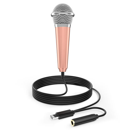 Picture of Mini Microphone for iPhone iPad Small ASMR Tiny Microphone for Voice Video Recording Singing, Vlogging, Podcasting YouTube (1 PCS Rose Golden)
