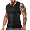 Picture of Cimkiz Mens Sweat Sauna Vest for Waist Trainer Zipper Neoprene Tank Top, Adjustable Sauna Workout Zipper Suit (Black, XX-Large)