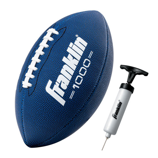Picture of Franklin Sports Youth Pee Wee Footballs - Peewee Kids Football - Synthetic Leather Youth Football for Kids - Outdoor All-Weather Footballs - Extra Grip Kids Football - 1 Pack - Blue + White