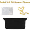 Picture of Poschnor Gift Basket Empty with Gift Bags and Ribbons, Halloween Basket, Basket for gifts, 12"X 8" X 5" Small Woven Rope Basket, Toy Basket for Baby and Pet, Black