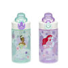 Picture of Zak Designs Sage Disney Princess Kids Water Bottle for School or Travel, 16oz Durable Plastic Water Bottle with Straw and Leak-Proof Spout Cover, 2-Pack (Ariel, Cinderella, Jasmine, Moana, Tiana)